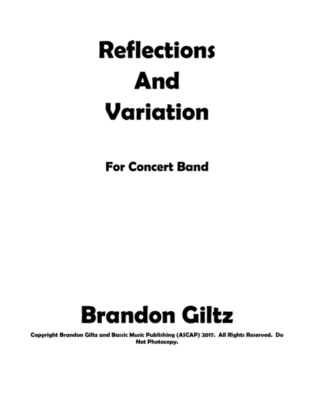 Reflections And Variation For Concert Band Sheet Music