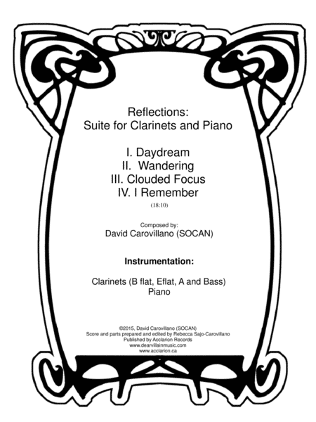 Free Sheet Music Reflections Suite For Clarinets And Piano