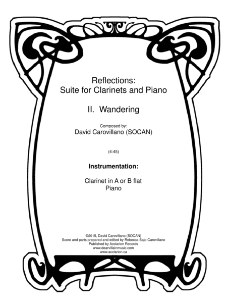 Reflections Suite Ii Wandering Sheet Music