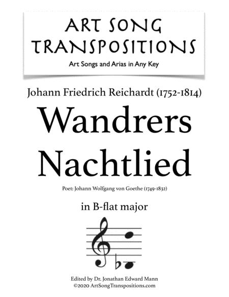 Reichardt Wandrers Nachtlied Transposed To B Flat Major Sheet Music