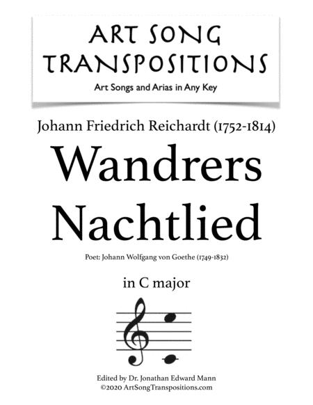 Reichardt Wandrers Nachtlied Transposed To C Major Sheet Music