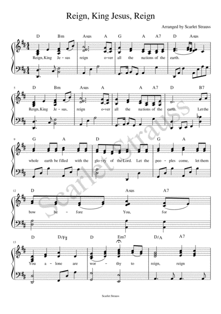 Free Sheet Music Reign King Jesus Reign