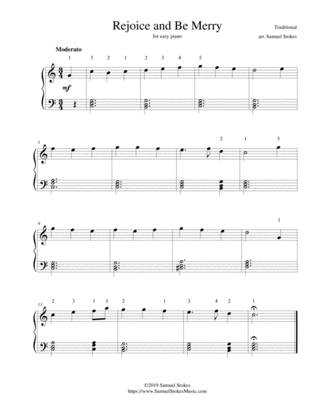 Free Sheet Music Rejoice And Be Merry For Easy Piano