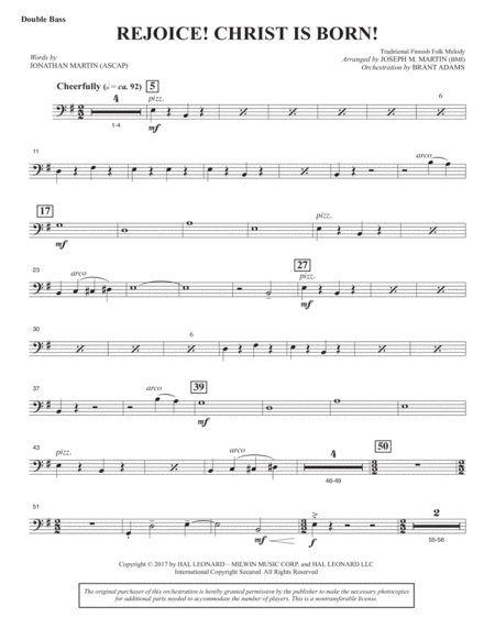 Rejoice Christ Is Born Double Bass Sheet Music