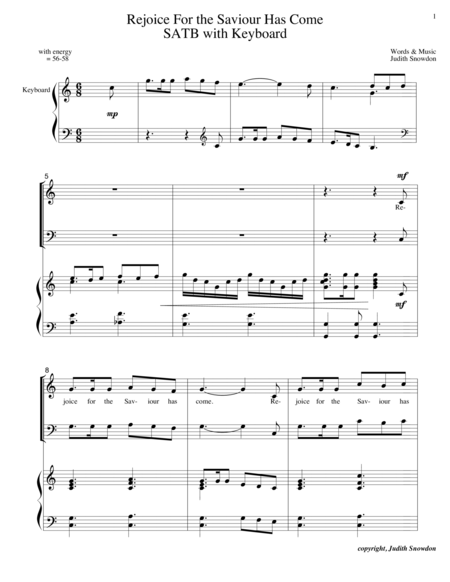 Rejoice For The Saviour Has Come Sheet Music