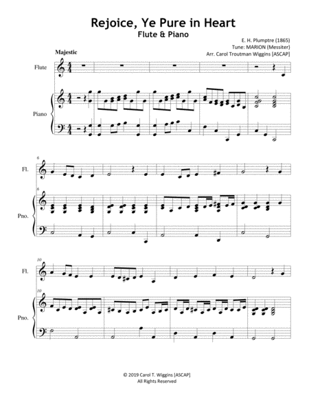 Rejoice Ye Pure In Heart Flute Piano Sheet Music