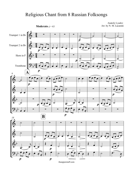 Religious Chant From 8 Russian Folksongs Sheet Music