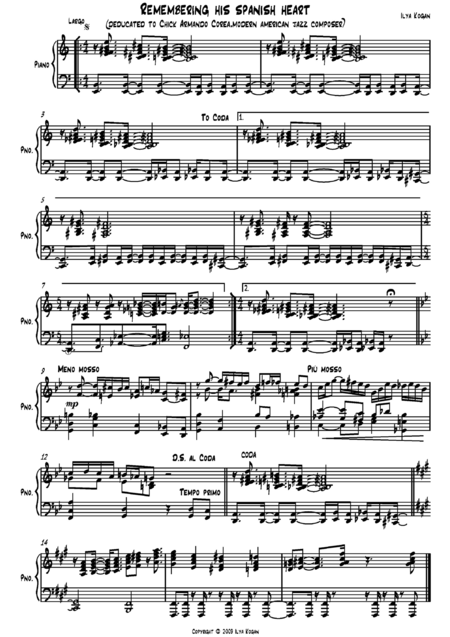 Free Sheet Music Remembering His Spanish Heart Chick Corea