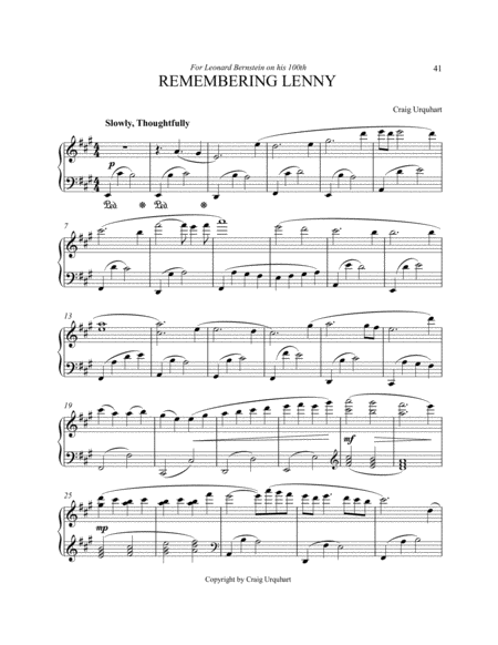 Free Sheet Music Remembering Lenny