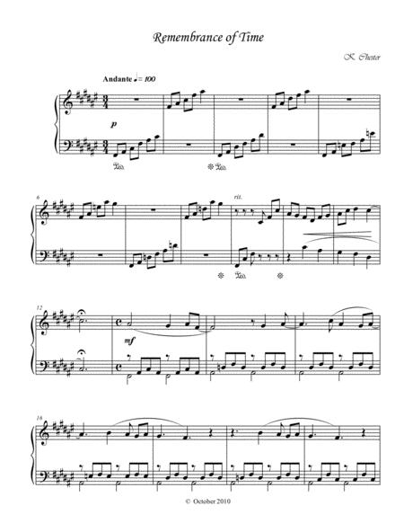 Free Sheet Music Remembrance Of Time