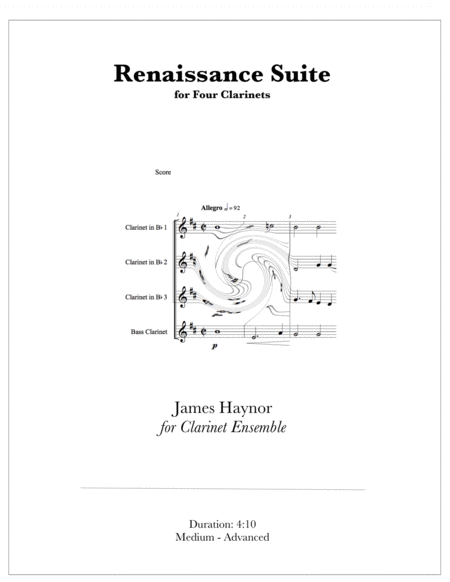 Free Sheet Music Renaissance Suite For Four Clarinets