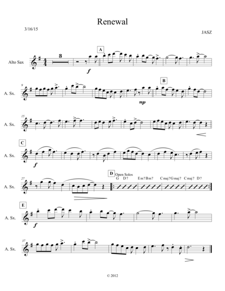 Renewal Alto Sheet Music