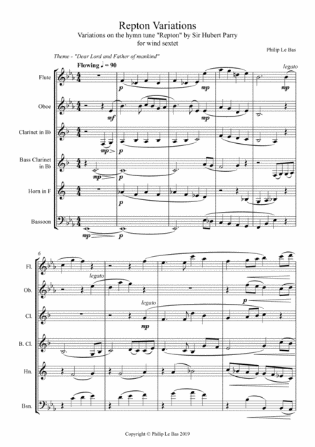 Repton Variations For Wind Sextet Sheet Music