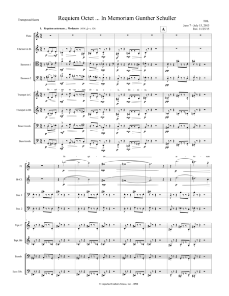 Requiem Octet In Memoriam Gunther Schuller 2015 For Flute Clarinet 2 Bassoons 2 Trumpets 2 Trombones Full Score Sheet Music