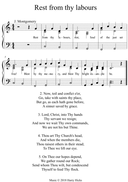 Free Sheet Music Rest From Thy Labours A New Tune To A Wonderful Old Hymn