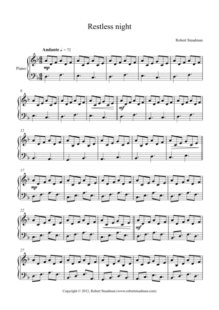 Free Sheet Music Restless Night