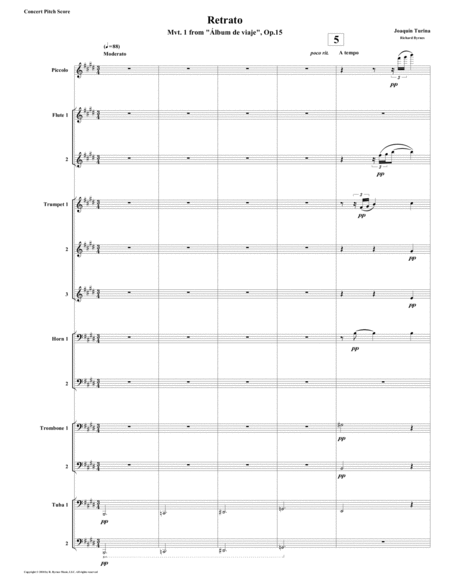 Retrato Mvt 1 From Lbum De Viaje Op 15 By Juaqun Turina Brass Nonet 2 Fl Picc Sheet Music