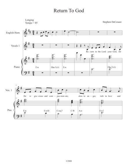 Free Sheet Music Return To God