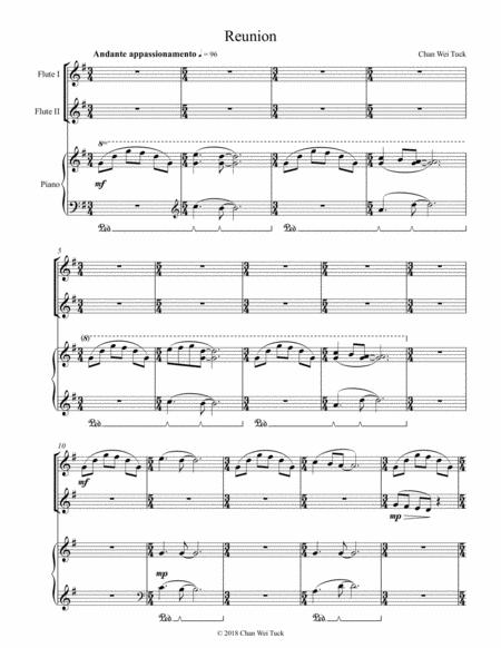 Free Sheet Music Reunion 2 Flutes And Piano