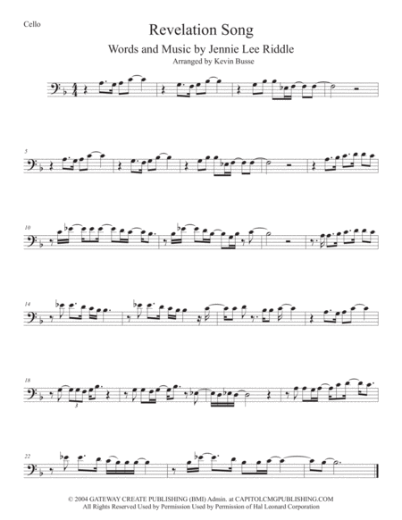 Revelation Song Cello Sheet Music