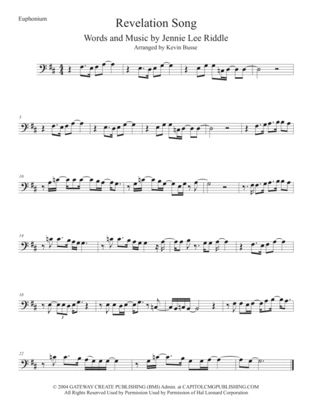 Revelation Song Original Key Euphonium Sheet Music