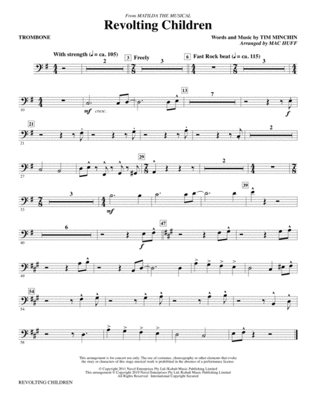 Revolting Children From Matilda The Musical Arr Mac Huff Trombone Sheet Music