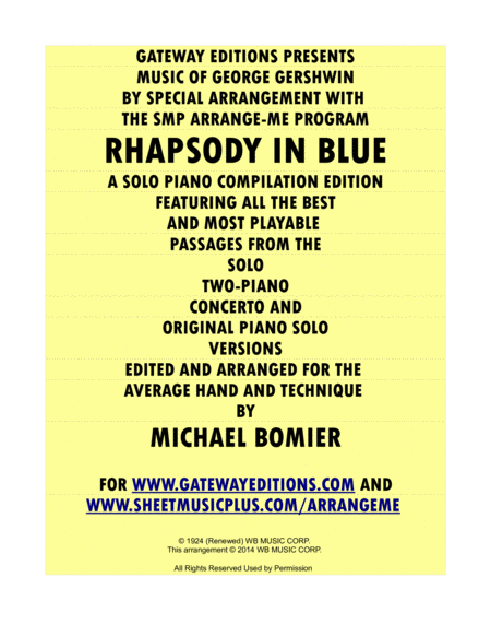 Rhapsody In Blue A Compilation For Piano Solo Sheet Music