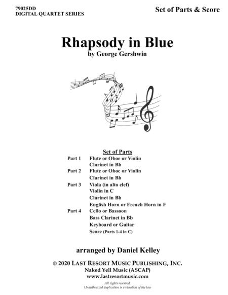 Free Sheet Music Rhapsody In Blue For String Quartet Or Wind Quartet Mixed Quartet Double Reed Quartet Or Clarinet Quartet Music For Four