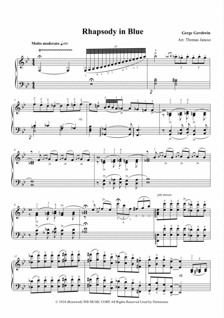 Free Sheet Music Rhapsody In Blue