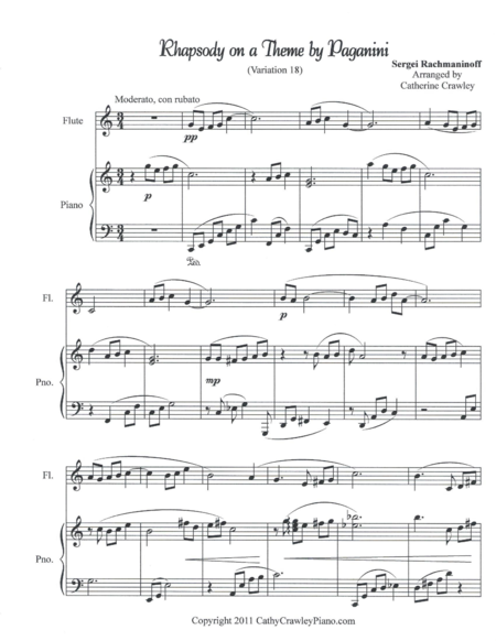 Rhapsody On A Theme By Paganini Variation 18 Sheet Music