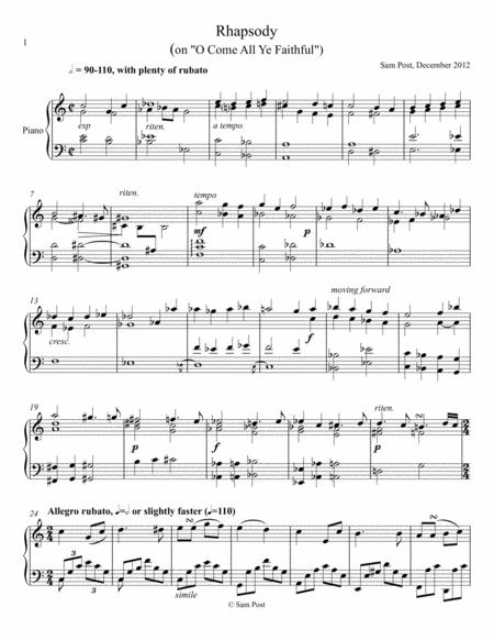 Free Sheet Music Rhapsody On O Come All Ye Faithful Op 3 2