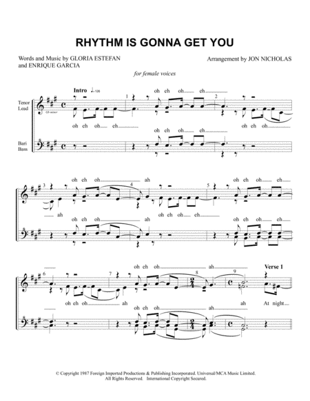 Free Sheet Music Rhythm Is Gonna Get You