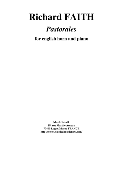 Free Sheet Music Richard Faith Pastorales For English Horn And Piano