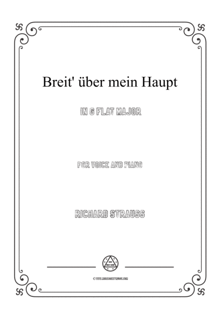 Richard Strauss Breit Ber Mein Haupt In G Flat Major For Voice And Piano Sheet Music