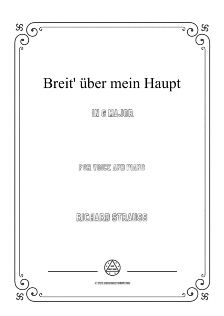 Free Sheet Music Richard Strauss Breit Ber Mein Haupt In G Major For Voice And Piano