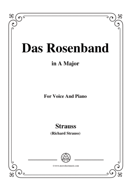 Richard Strauss Das Rosenband In A Major For Voice And Piano Sheet Music