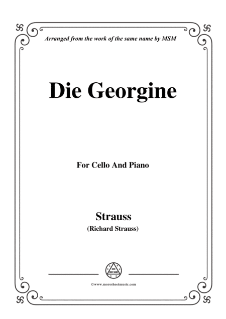 Richard Strauss Die Georgine For Cello And Piano Sheet Music