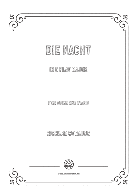 Free Sheet Music Richard Strauss Die Nacht In G Flat Major For Voice And Piano
