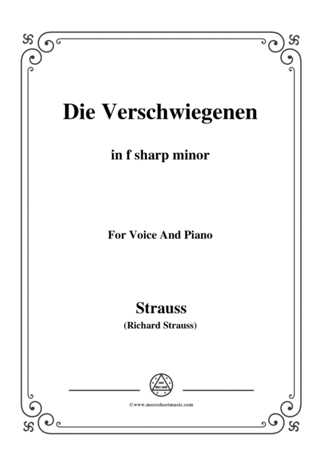 Richard Strauss Die Verschwiegenen In F Sharp Minor For Voice And Piano Sheet Music