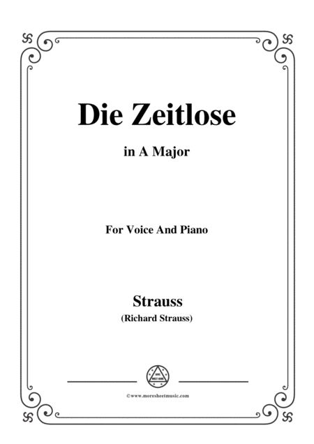 Richard Strauss Die Zeitlose In A Major For Voice And Piano Sheet Music