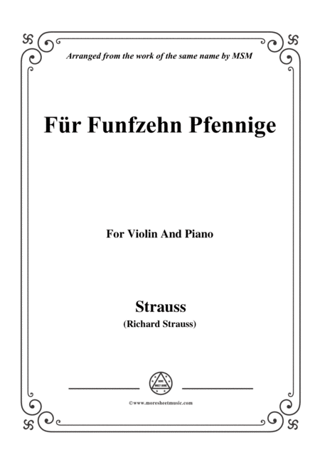 Free Sheet Music Richard Strauss Fr Funfzehn Pfennige For Violin And Piano