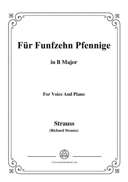 Richard Strauss Fr Funfzehn Pfennige In B Major For Voice And Piano Sheet Music