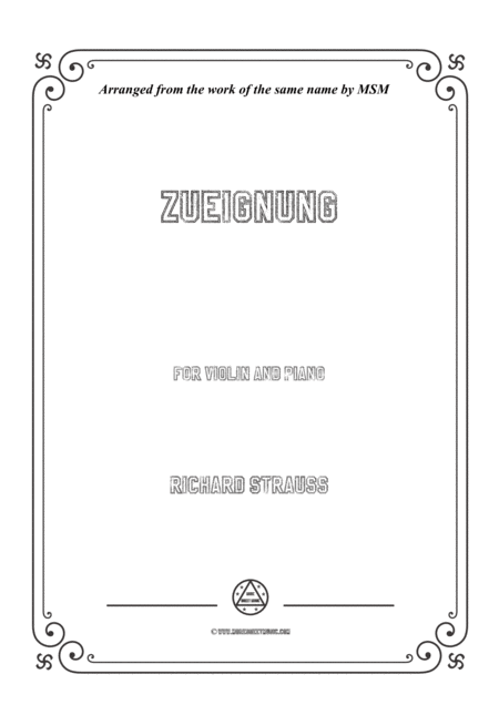 Richard Strauss Zueignung For Violin And Piano Sheet Music