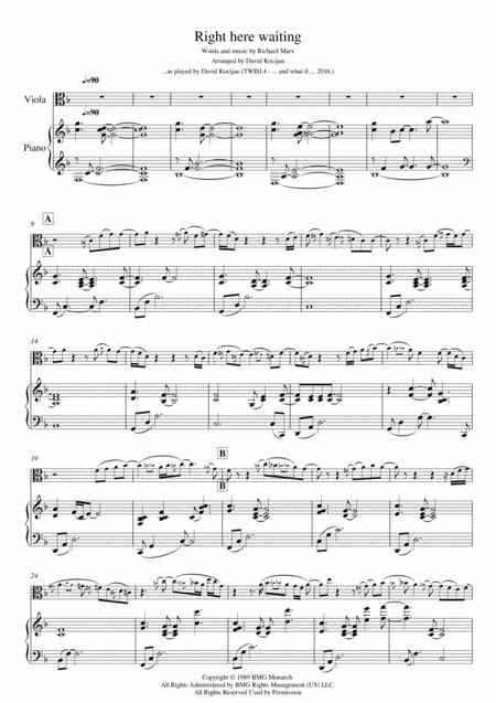 Right Here Waiting Piano Viola Sheet Music