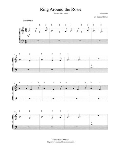 Ring Around The Rosie For Very Easy Piano Sheet Music