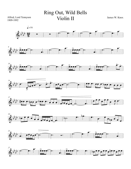 Ring Out Wild Bells Violin Ii Part Sheet Music