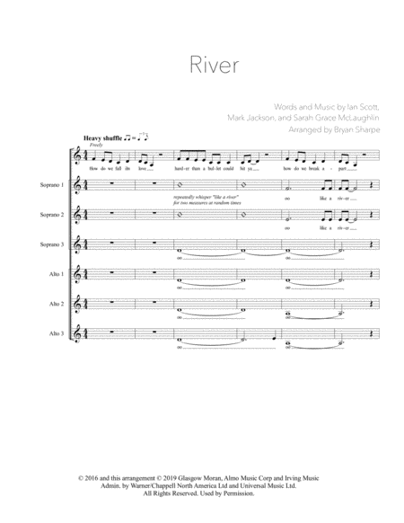 Free Sheet Music River Sssaaa A Cappella