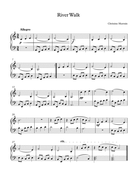 Free Sheet Music River Walk Piano Solo