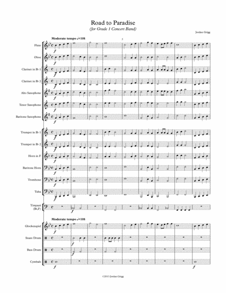 Free Sheet Music Road To Paradise For Grade 1 Concert Band