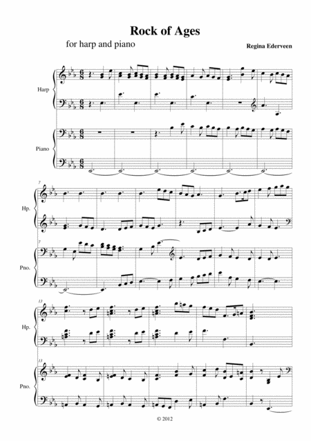 Rock Of Ages Pedal Harp Piano Duet Sheet Music